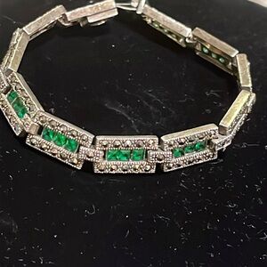 Chrome Diopside marcasite bracelet